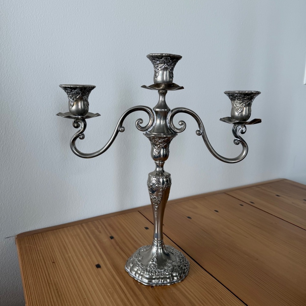 Vintage Antique Silver-Plated Victorian Style Candelabra - Picture 7 of 14